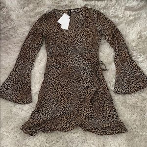 Animal Print Wrap Dress